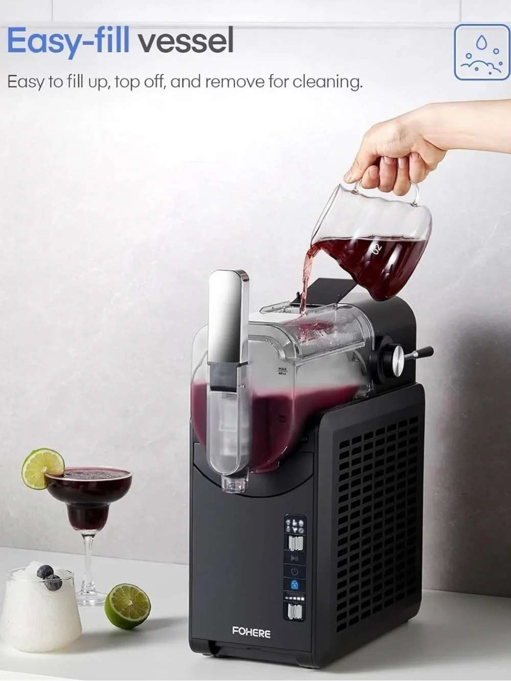 FOHERE Professional Slushie Machine 68oz 5 Presets Frozen Margaritas Frapps